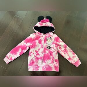 Disney Pink and White Tie-Dye Minnie Mouse Hoodie, size 6